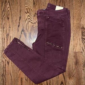 NWT White House Black Market Mid-Rise Skinny Crop Madder Red Size 4R Jeans